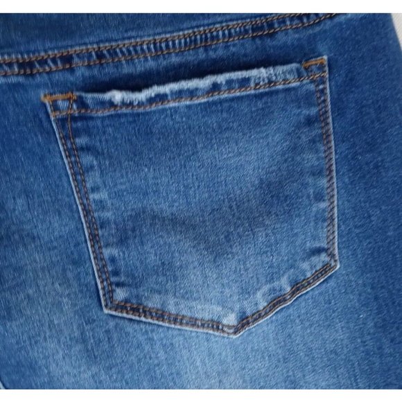 Elite Jeans Ripped Distressed Floral Patch Straight Leg Jeans Size 13/14 - Picture 4 of 8